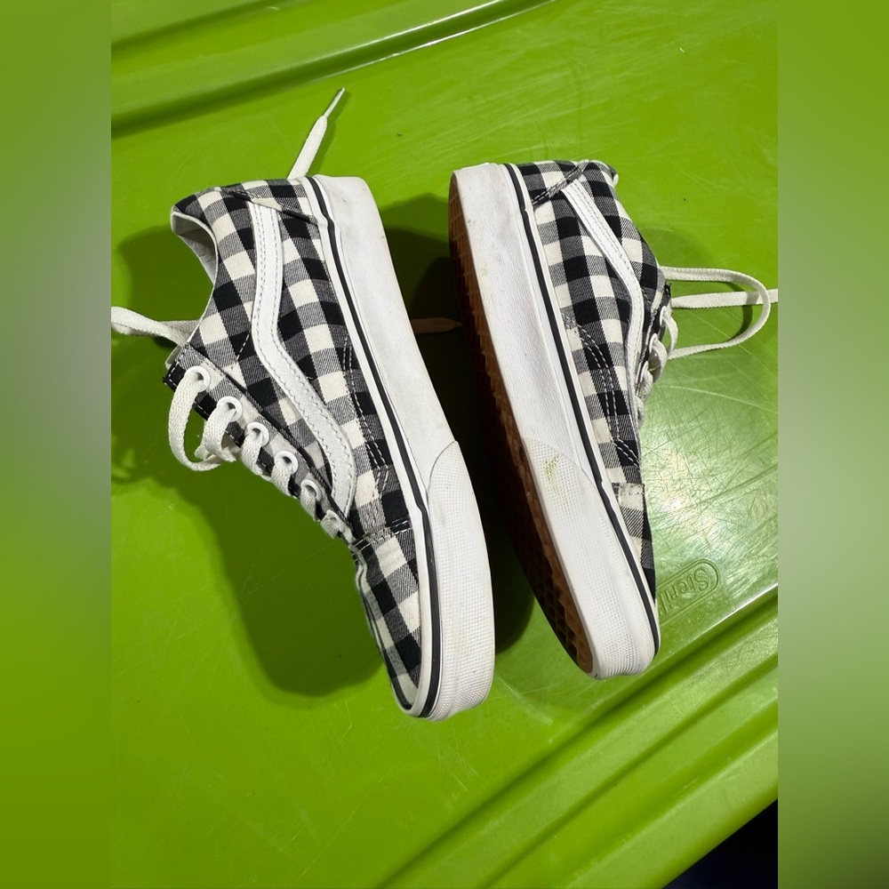 Womens Sz 5 Vans Old Skool Black White Plaid  Shoes Sneakers - Picture 3 of 6